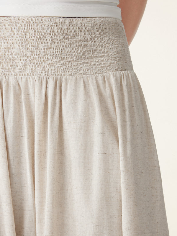 2Pcs Set Crewneck Long Waistcoat & Smocked Waist Skirt with Pockets