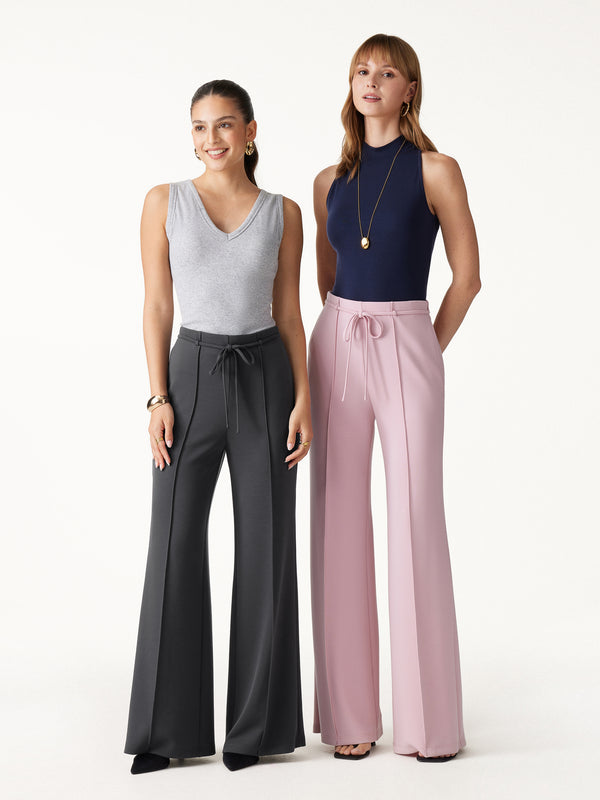OGLmove Lyocell Spacer Knit High-Rise Flare Pants with Pockets