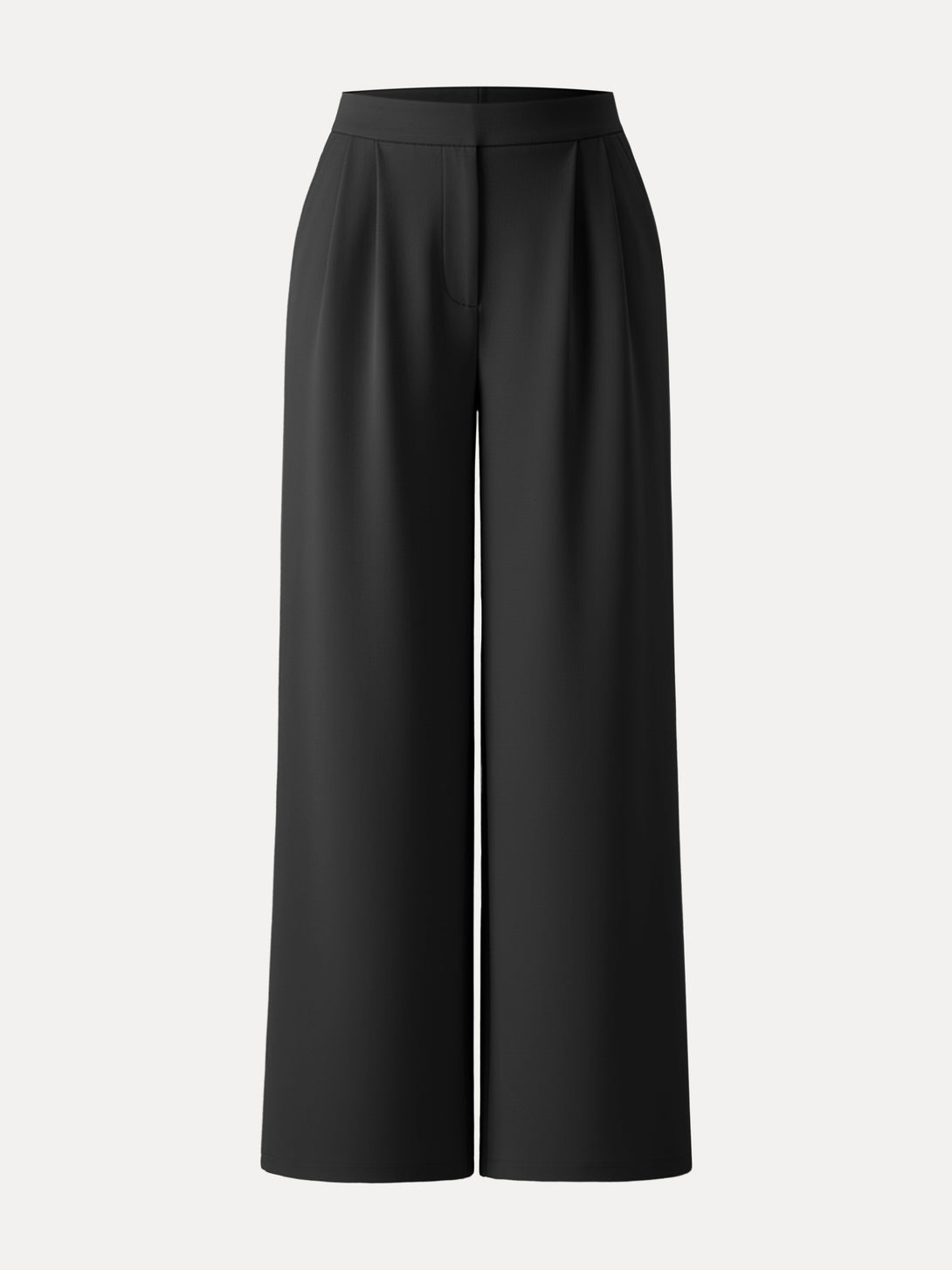 Cozy High Rise Wide Leg Tucked Pull-on Pants with Pockets Regular Black