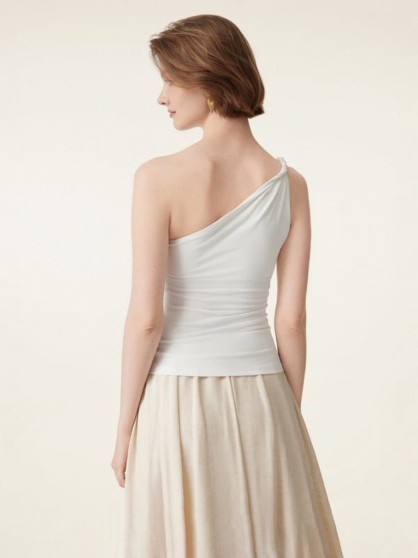 Casual Going Out Fitted Pure White/M Bra Tops Sleeveless One Shoulder One Shoulder Women Tops OGLmove Casual Going Out Fitted Pure White/M Bra Tops Sleeveless One Shoulder One Shoulder Women Tops OGLmove