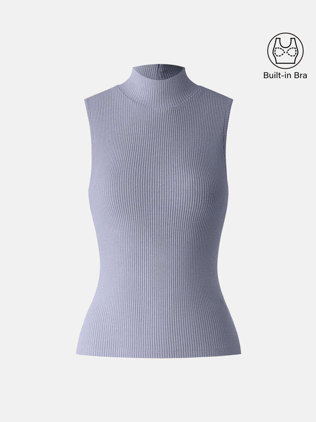 Textured Rib Mockneck Sleeveless Brami Heather Dolphin Blue XS