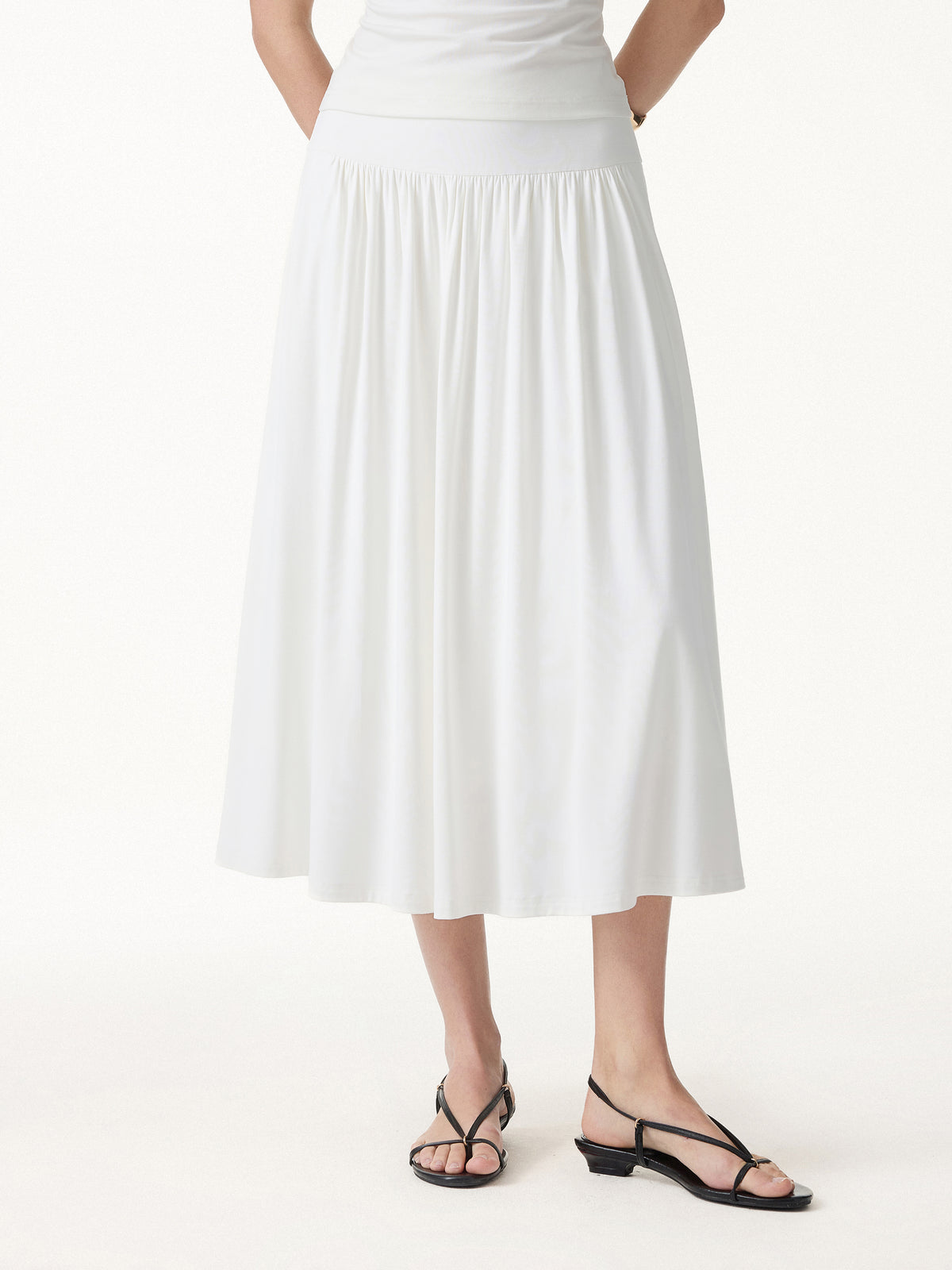 SkinKiss Mid Rise Gathered Midi Skirt Pockets