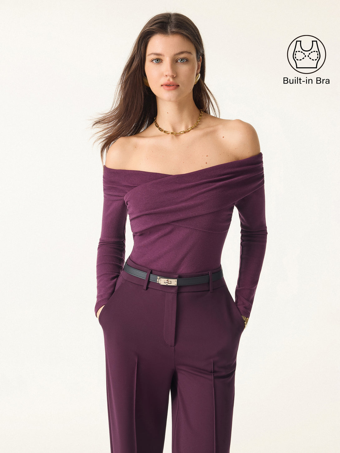 Light Warm Criss Cross Off-Shoulder Brami Top