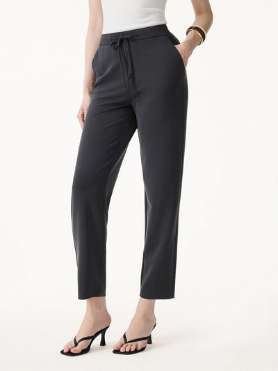 OGLmove Sandwashed Mid Rise Cropped Tapered Travel Pants with Pockets Blue Charcoal Grey XS