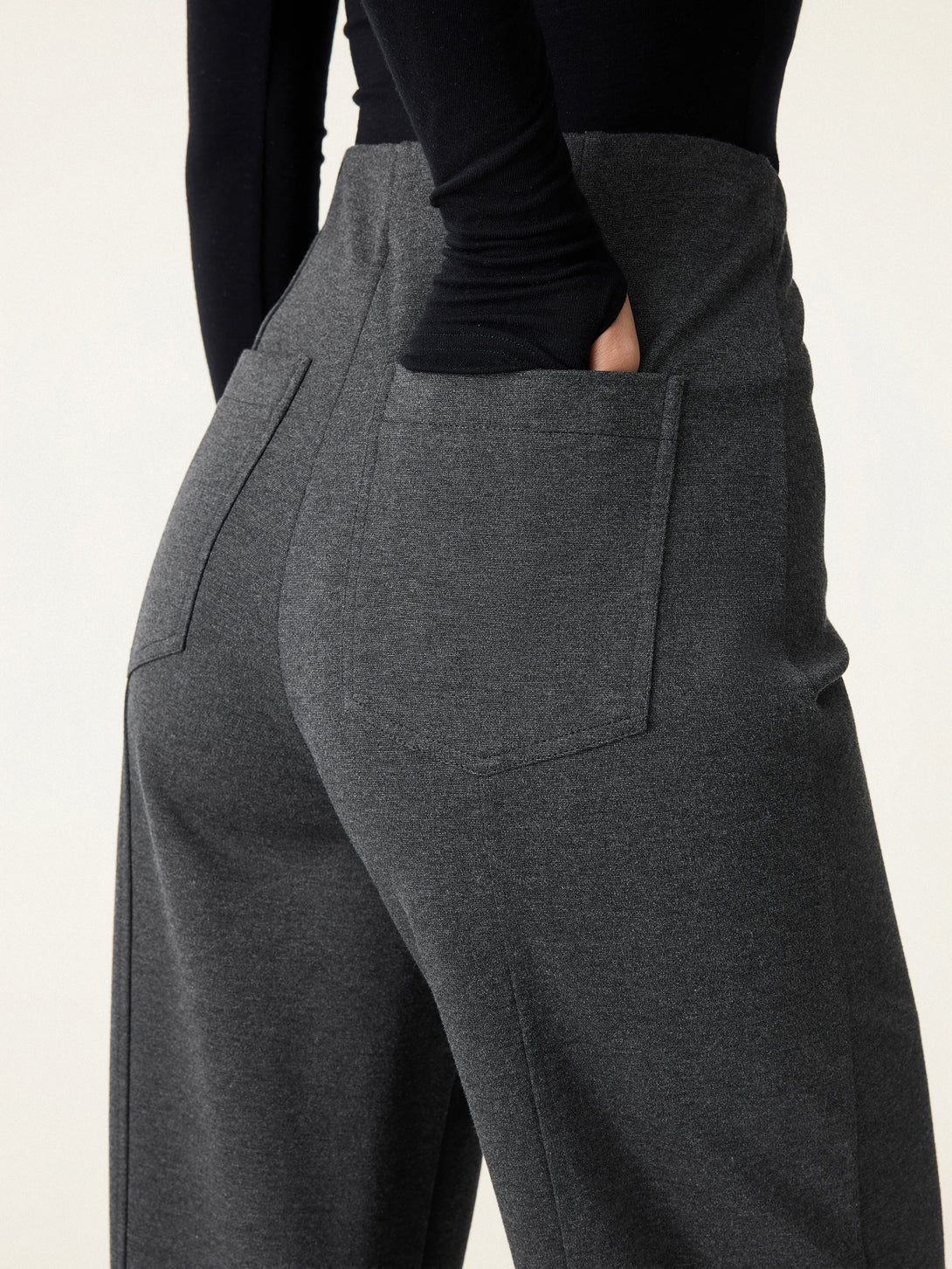 Stretch Ponte High Rise Straight Leg Pants with Pockets