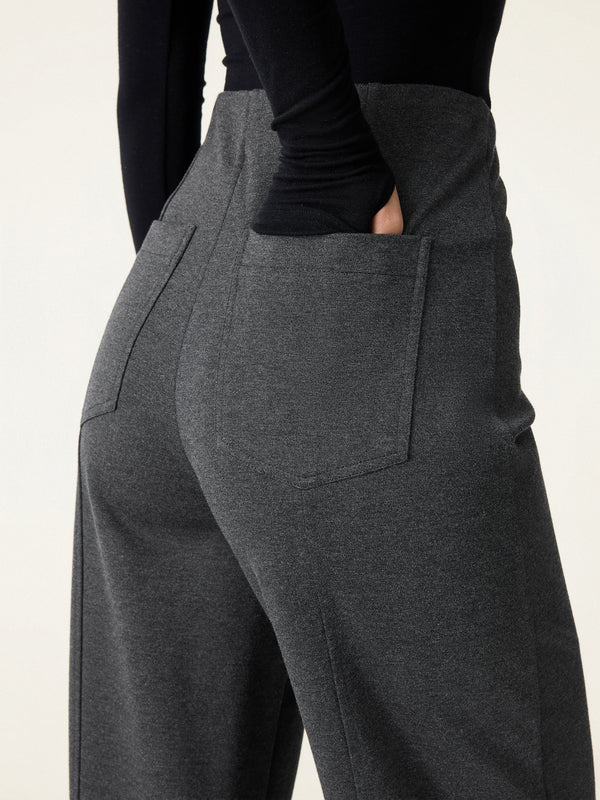 Stretch Ponte High Rise Straight Leg Pants with Pockets