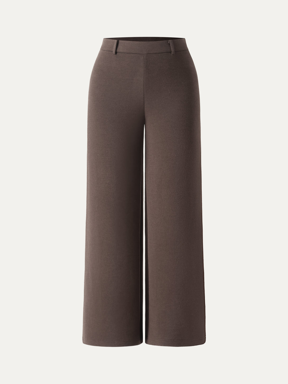 Essential FuzzLuxe Mid Rise Straight Leg Pull-on Pants Petite Chocolate Brown