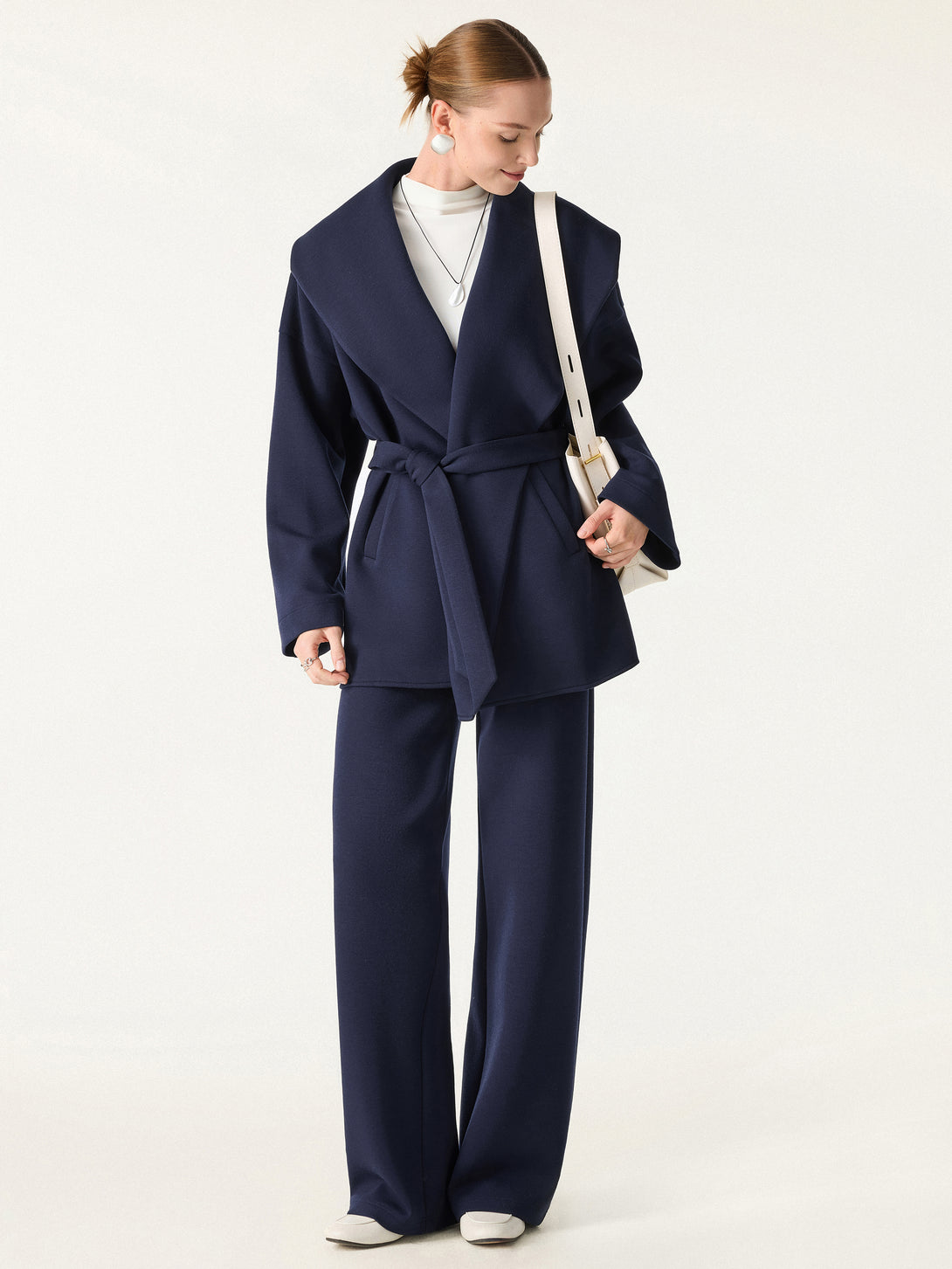 Belted Shawl Collar Robe Jacket with Pockets
