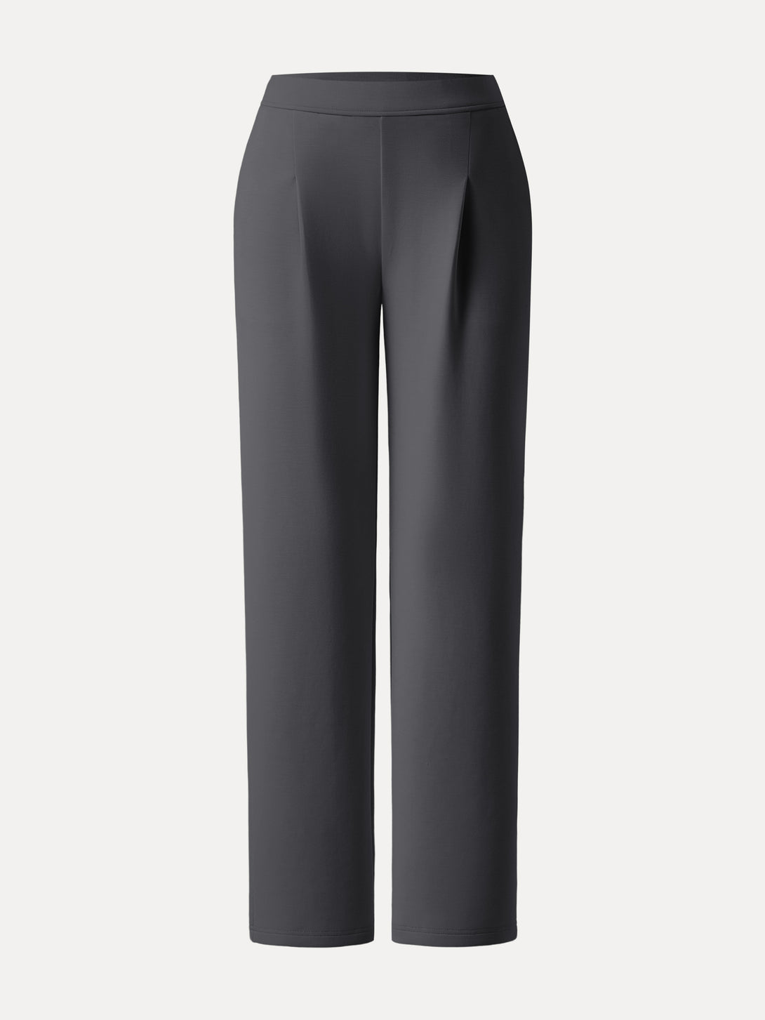 Sandwashed Spacer Mid Rise Straight Leg Pull-on Trousers with Pockets