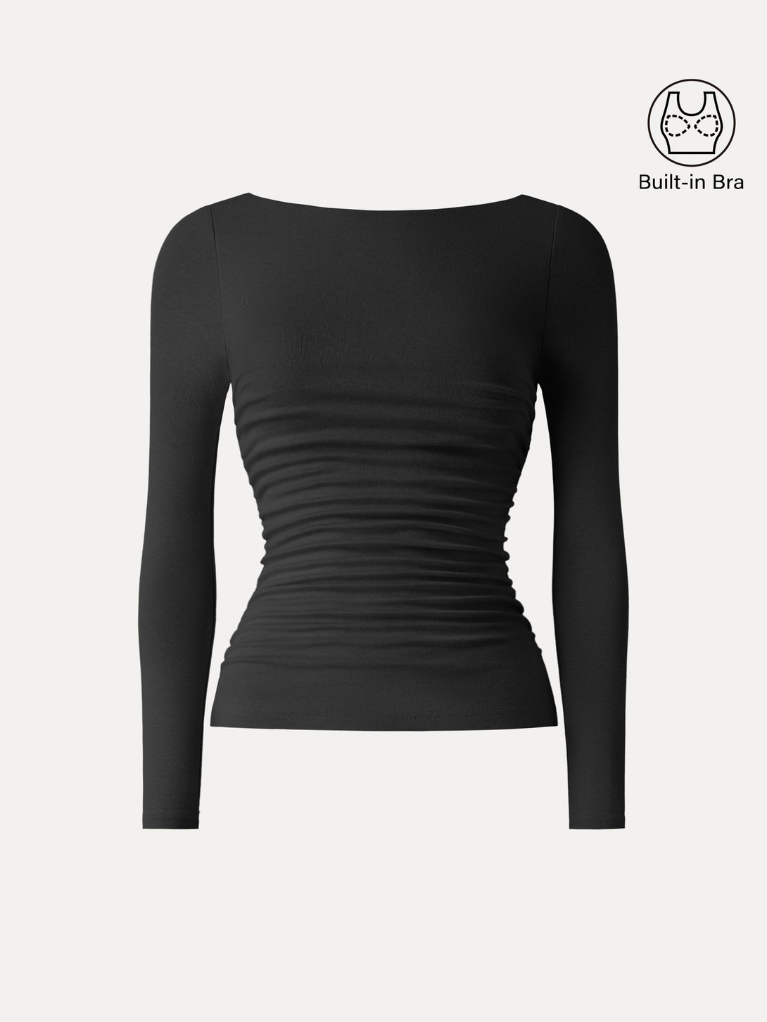 Light Warm Boatneck Ruched Brami Top Black XS