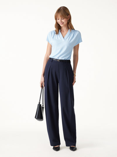 OGLmove Ponte High-Rise Barrel Pants with Pockets Regular Smoky Navy