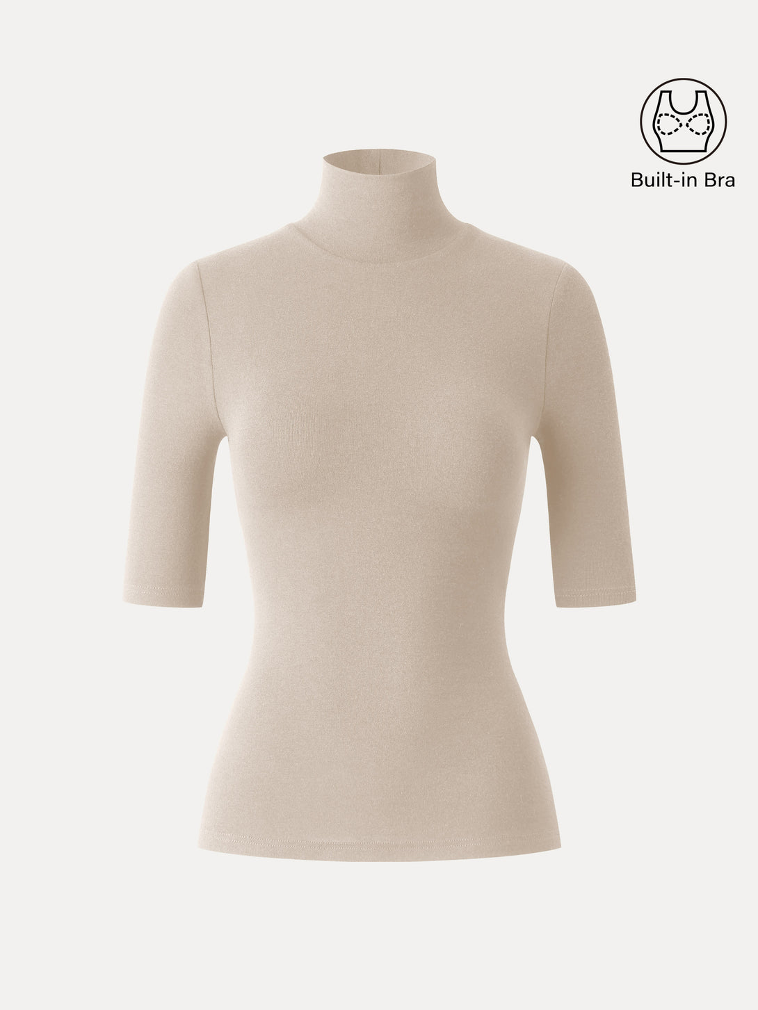 Essential Turtleneck Elbow Length Sleeve Brami Natural Calico XS
