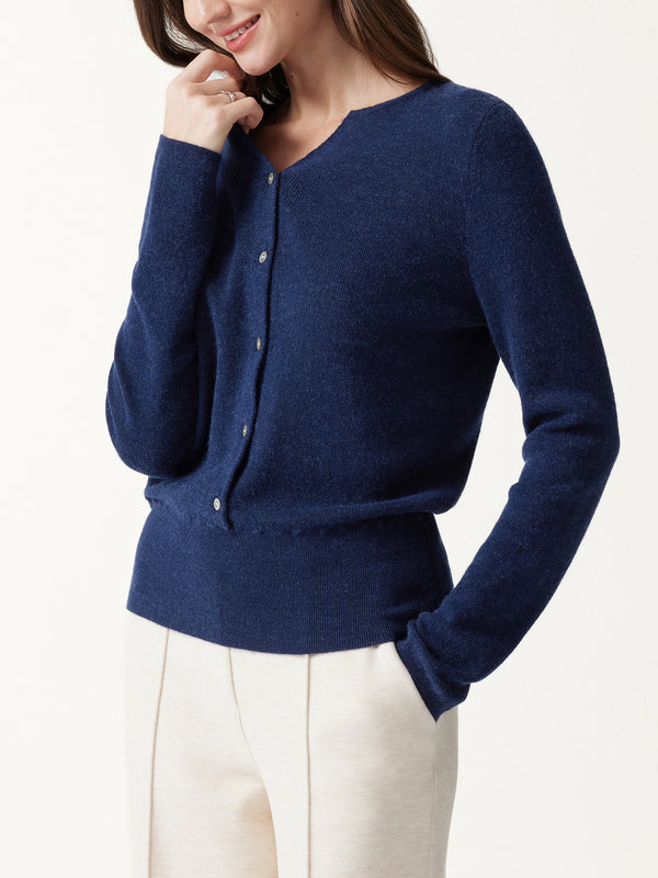 OGLmove Merino Blend V-Neck Long Sleeve Half-Placket Sweater Indigo Navy XXS