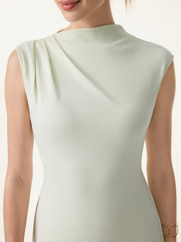 OGLmove Stretch Cotton Refined Mockneck Flared Midi Bra Dress