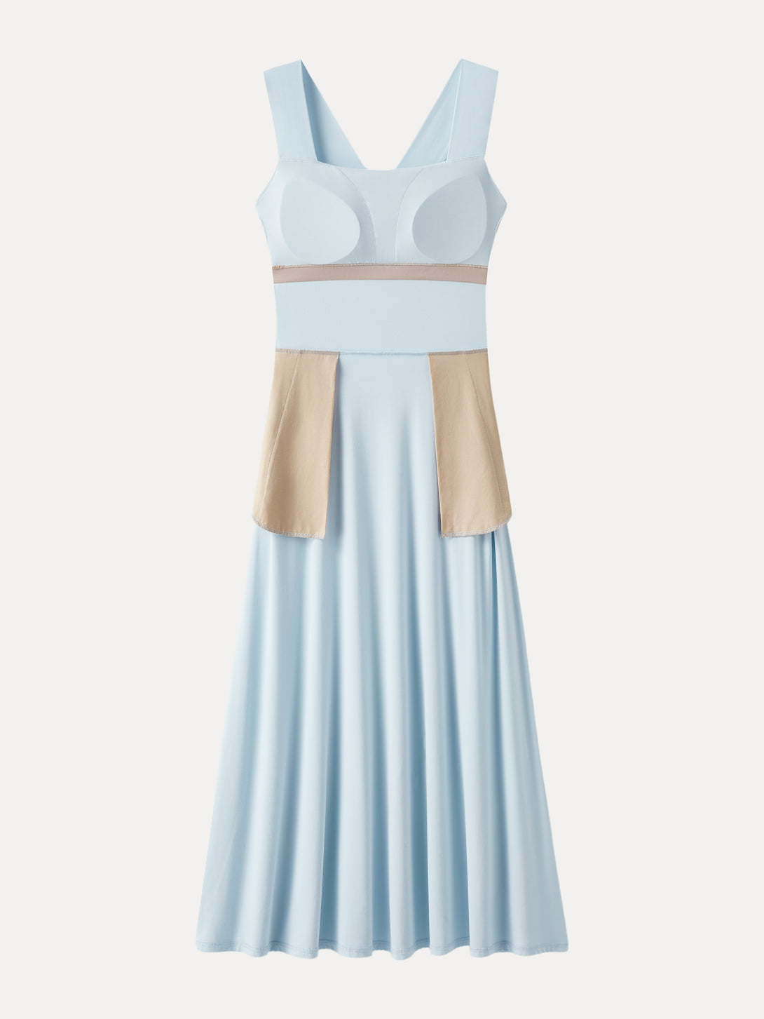 Flowy Square Neck Wide Straps Midi Brami Dress with Pockets