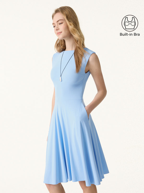 OGLmove SkinKiss Boatneck Wide Shoulder Bra Dress with Pockets