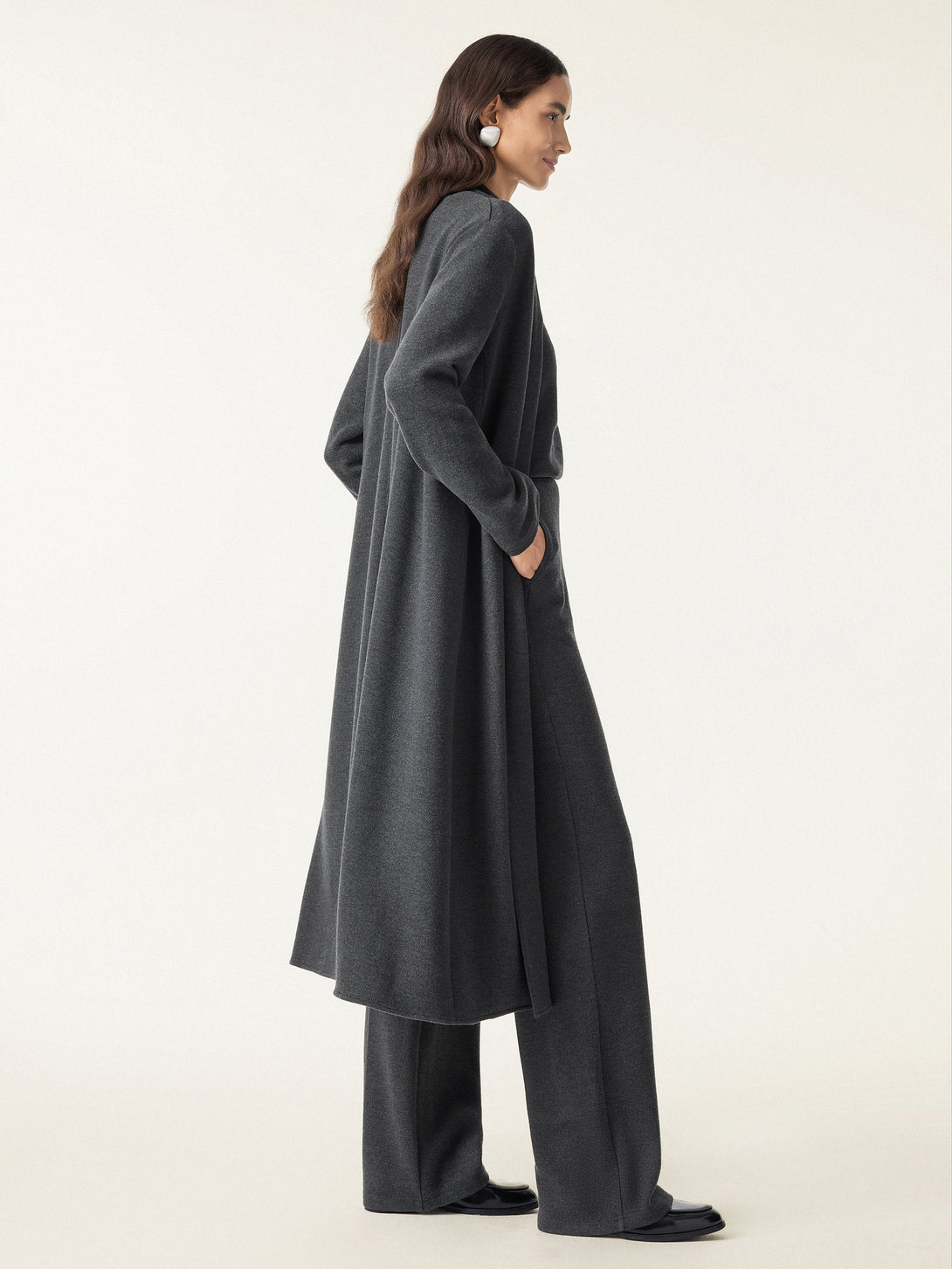 Shawl Collar Long Cardigan with Pockets