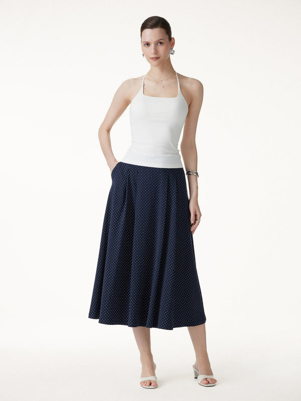 OGLmove Flared Midi Skirt with Pockets