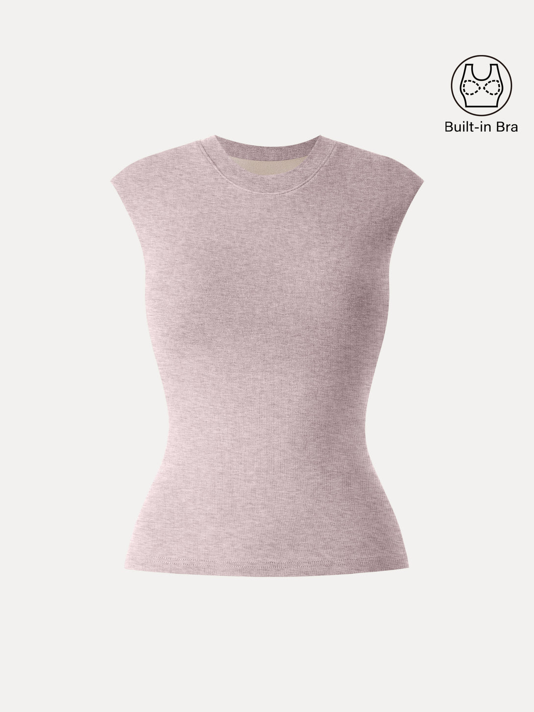 Lyocell Cashmere Crew Neck Wide Shoulder Brami Heather Light Pink XS