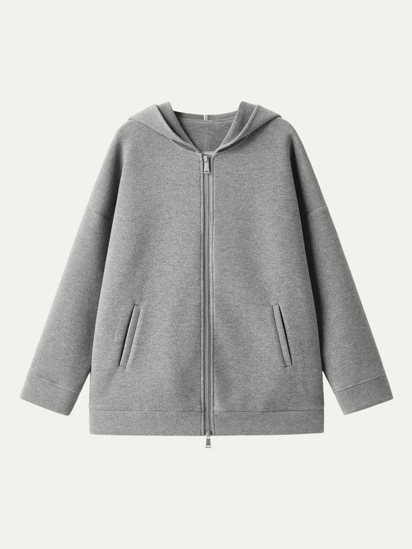 Two-Way Zip Hooded Sweatshirt Jacket