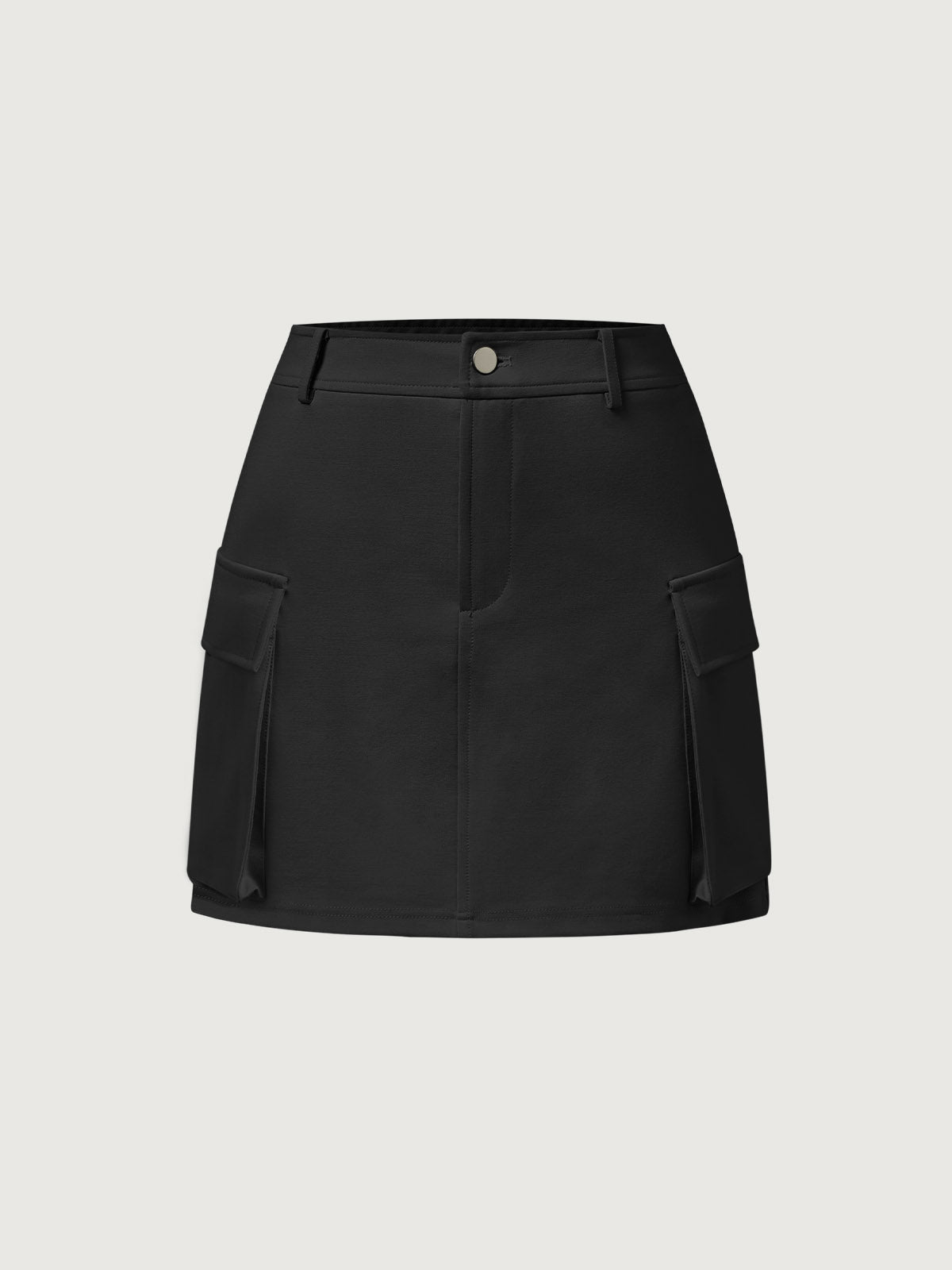 Thick Ponte Cargo Mini Skirt - Black