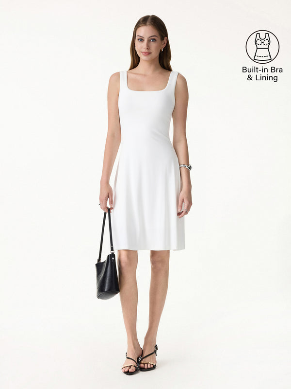 OGLmove SkinKiss Cooling Square Neck Mini Bra Dress Pure White XS