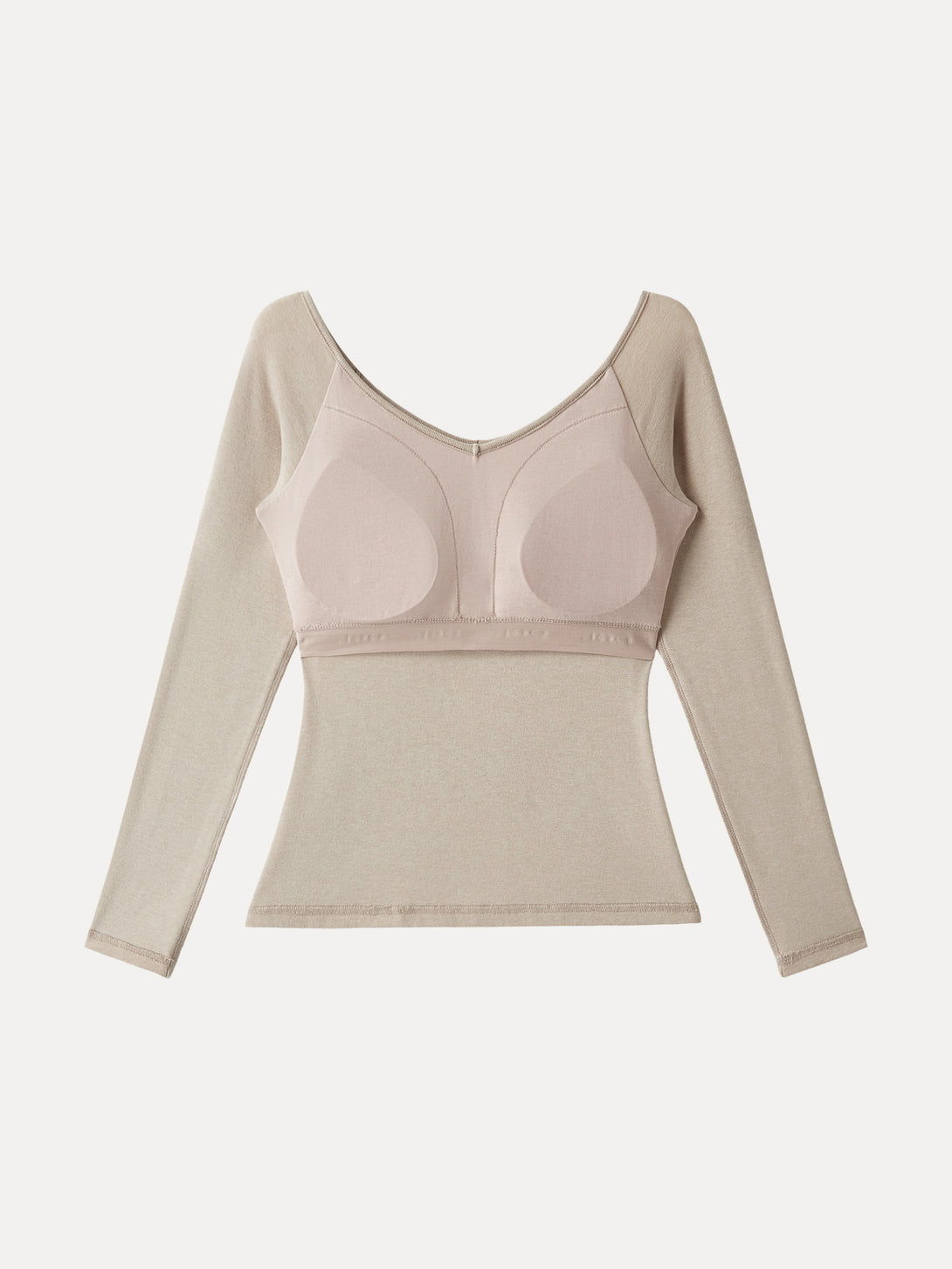 Stretch Cotton V-Neck Long Sleeve Brami Top