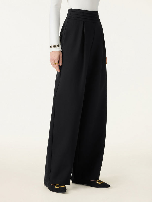 Chic High Rise Wide Leg Trousers with Pockets