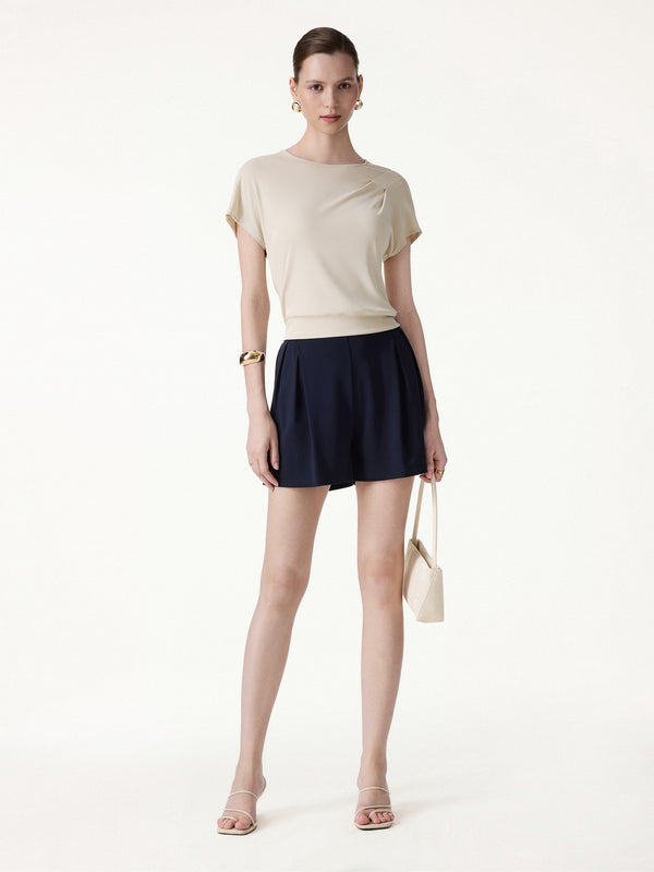OGLmove Sandwashed Relaxed Round Neck Cap Sleeve Tee