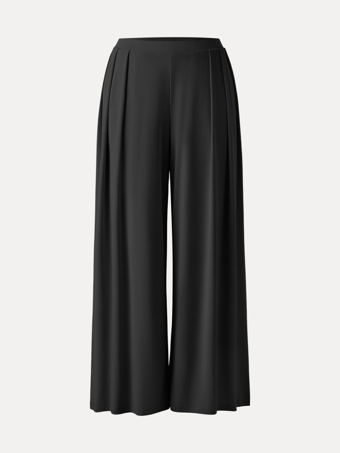 Sandwashed Mid Rise Pleated Wide Leg Palazzo Pants with Pockets Black XS