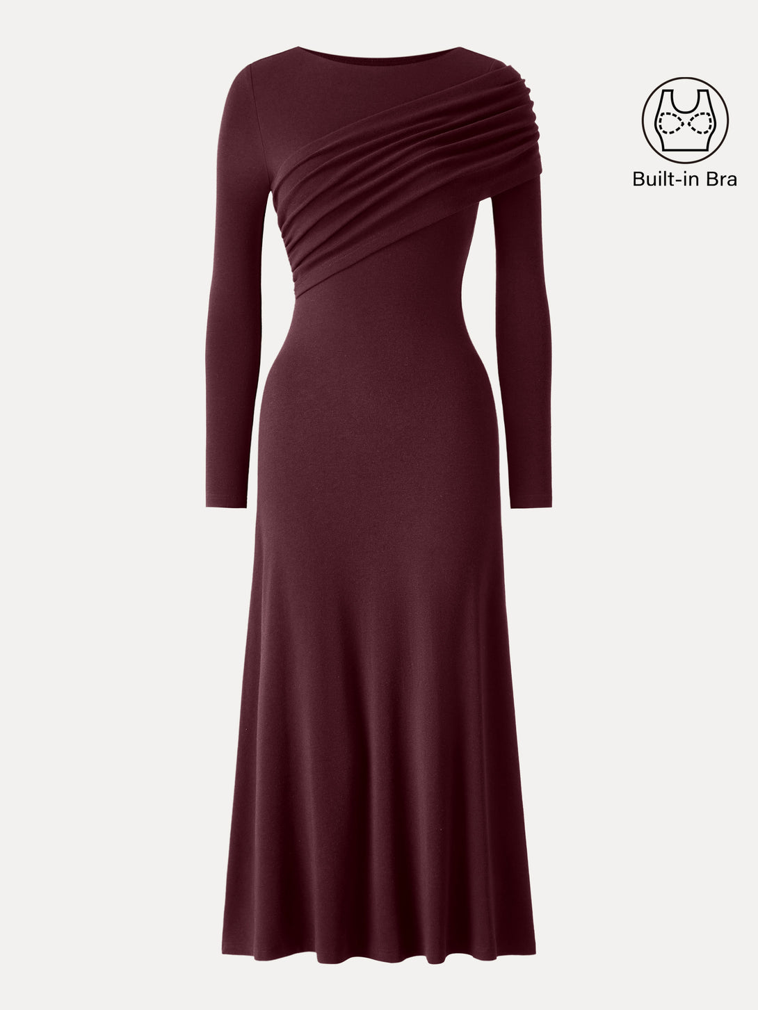 Chic Boatneck Ruched Midi Brami Dress