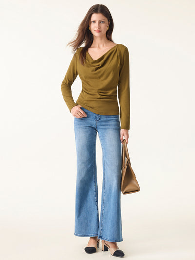 Cowl Neck Long Sleeve Top