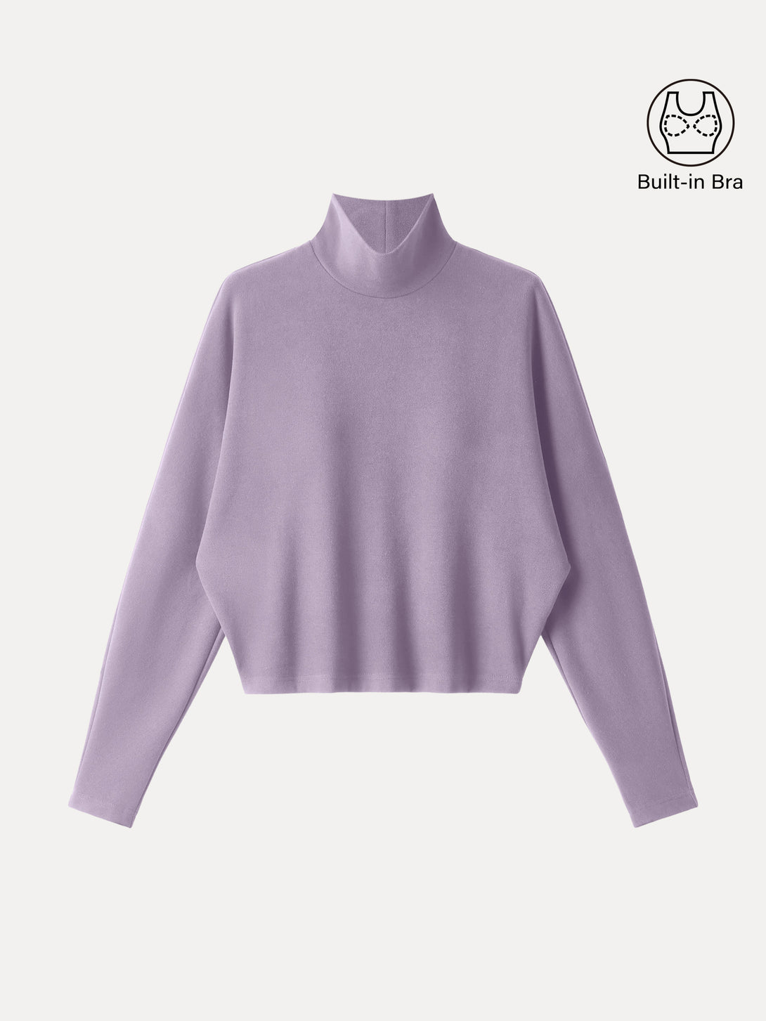 Cozy Warm Mockneck Batwing Sleeve Brami Lilac XS