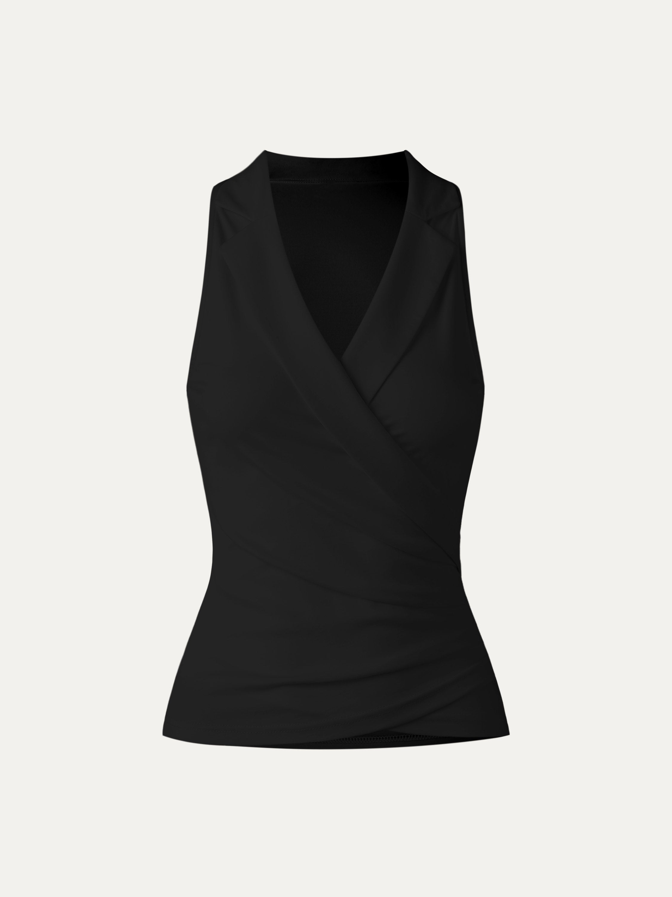 Collared Surplice Tank - Midnight Navy