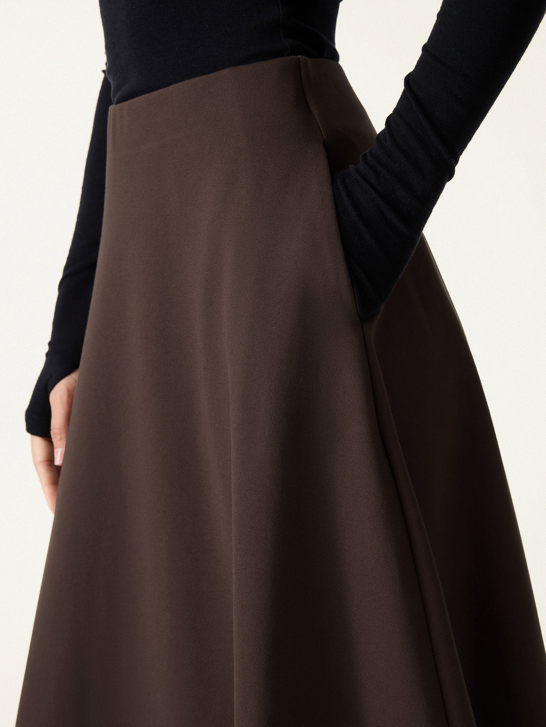 2Pcs Set Collarless V-neck Cinched Blazer & Pull-on Maxi Skirts with Pockets