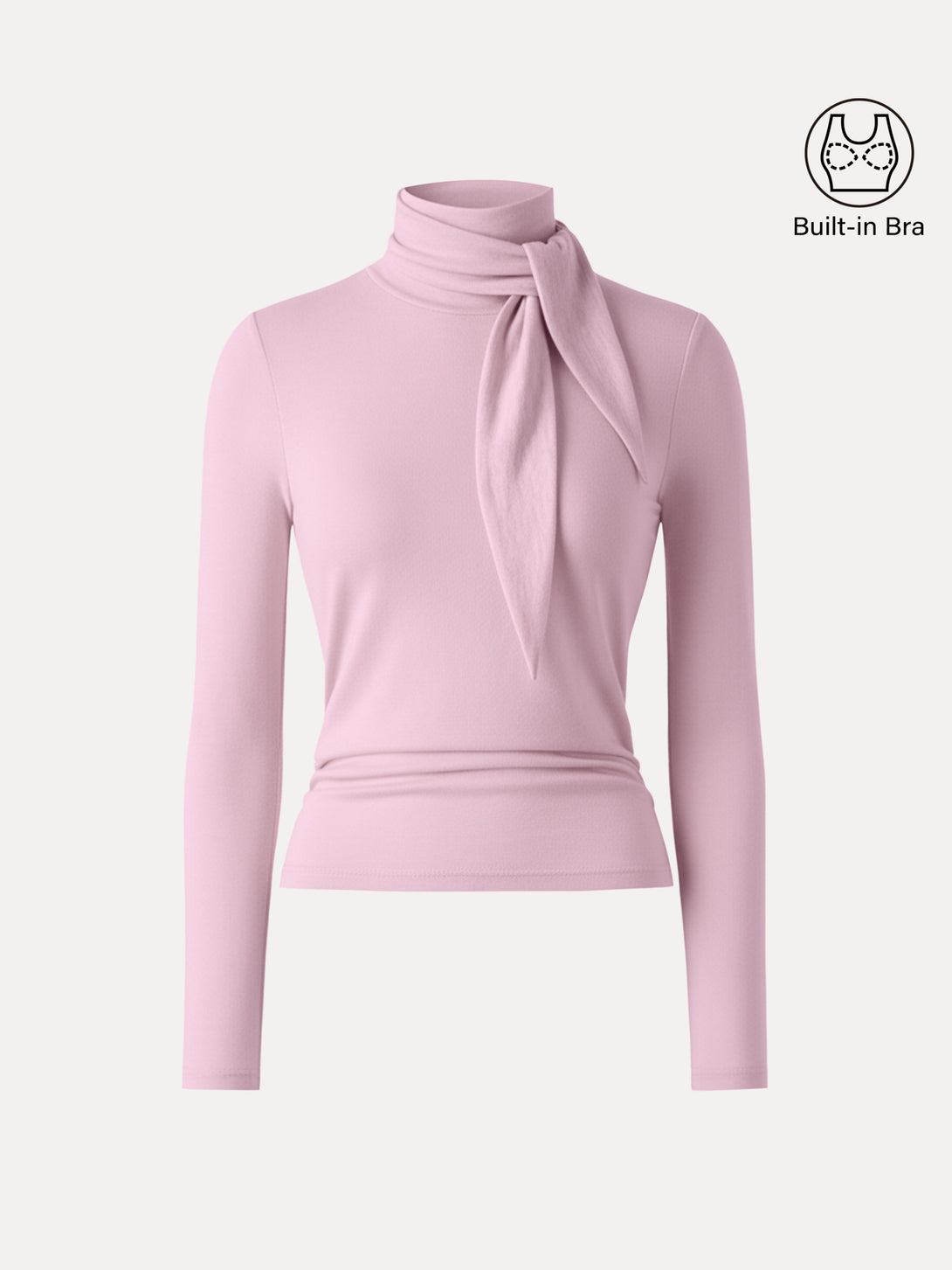 Ruched Long Sleeve Brami with Scarf Pink XS