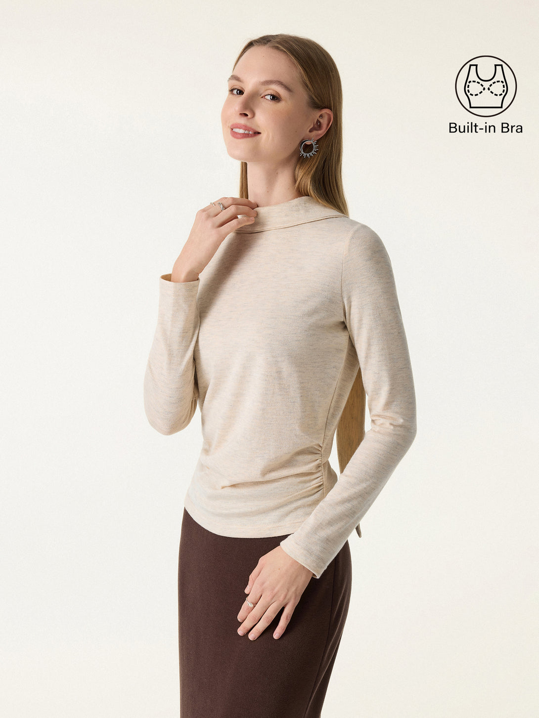 Ruched Long Sleeve Brami with Scarf