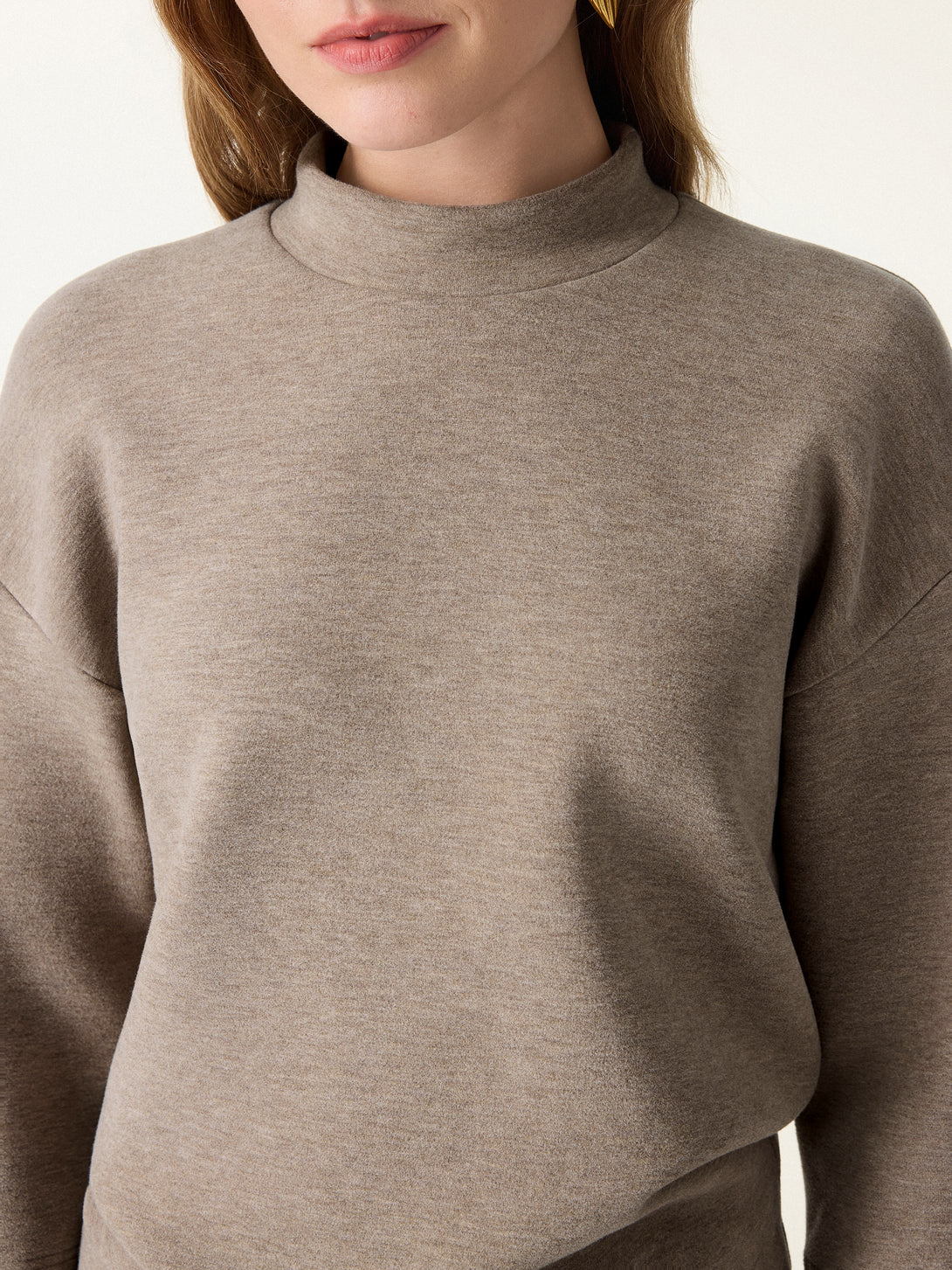 2Pcs Set FuzzLuxe Mockneck Sleeve-Warmer Top & Midi A-line Circle Skirt