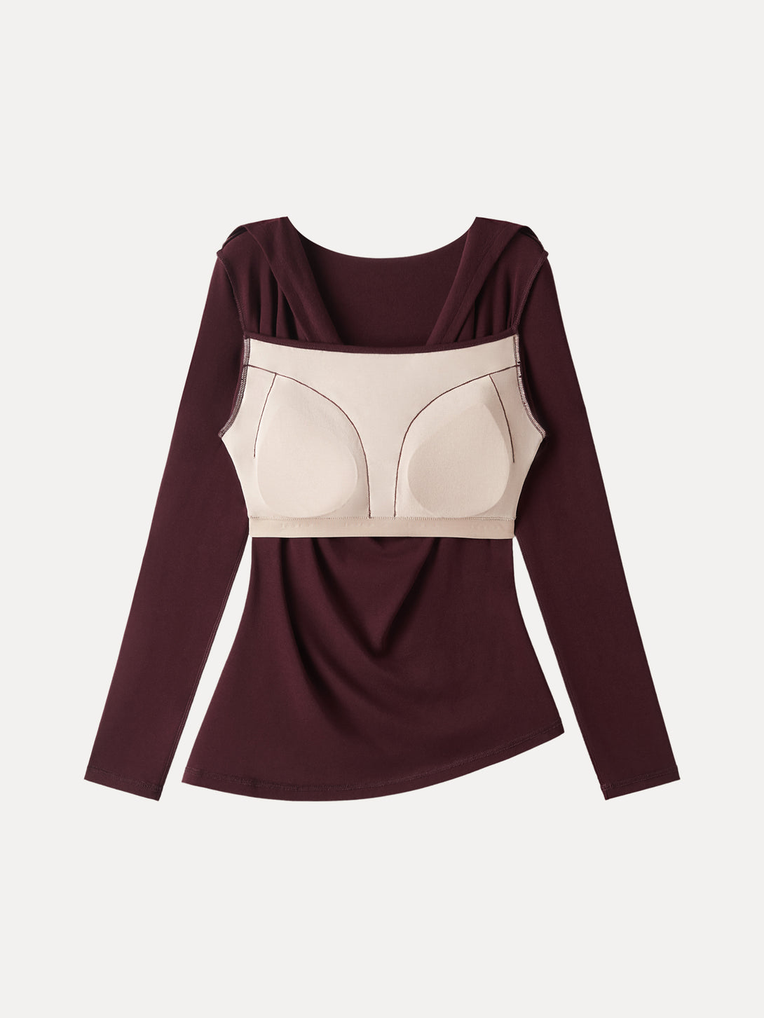 Cowl Neck Built-in Coverage Long Sleeve Brami