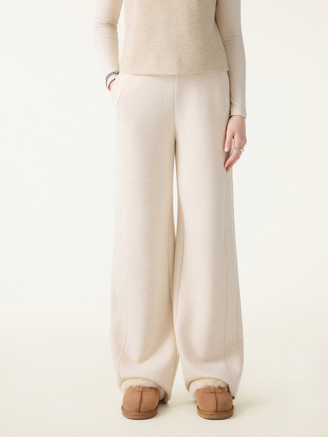 FuzzLuxe Mid Rise Wide Leg Pull-on Pants with Pockets