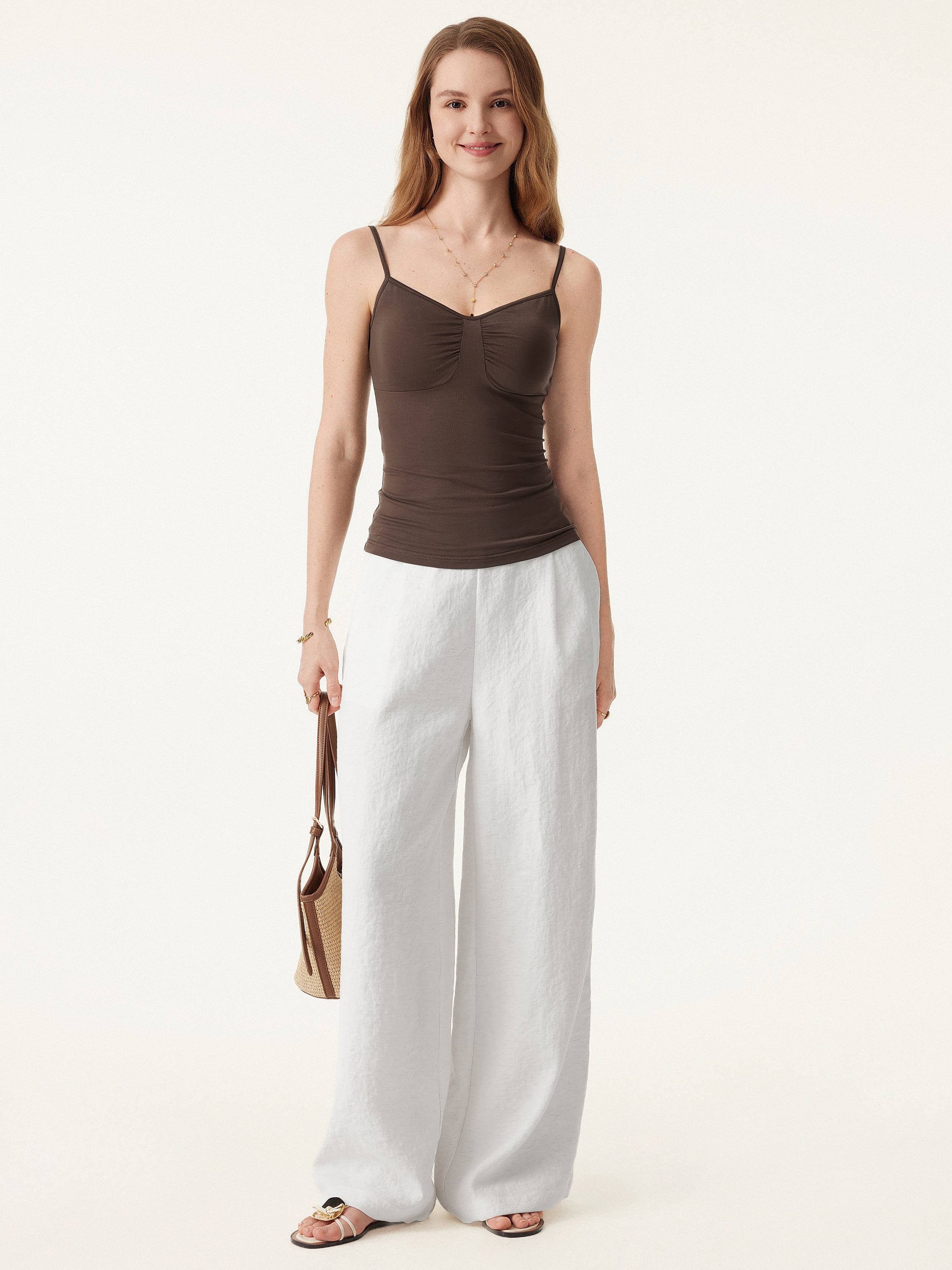 Linen Mid Rise Wide Leg Pants | 8-12 main image 1