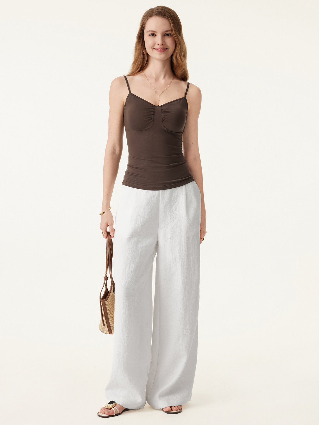 Breezy Linen Mid Rise Wide Leg Pant with Pockets