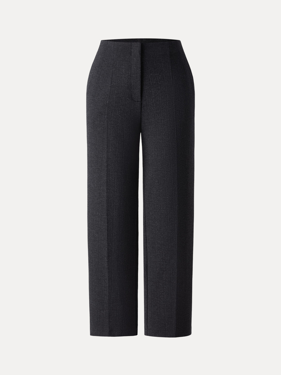 Herringbone High Rise Tapered Leg Trousers with Pockets Petite Onyx Black