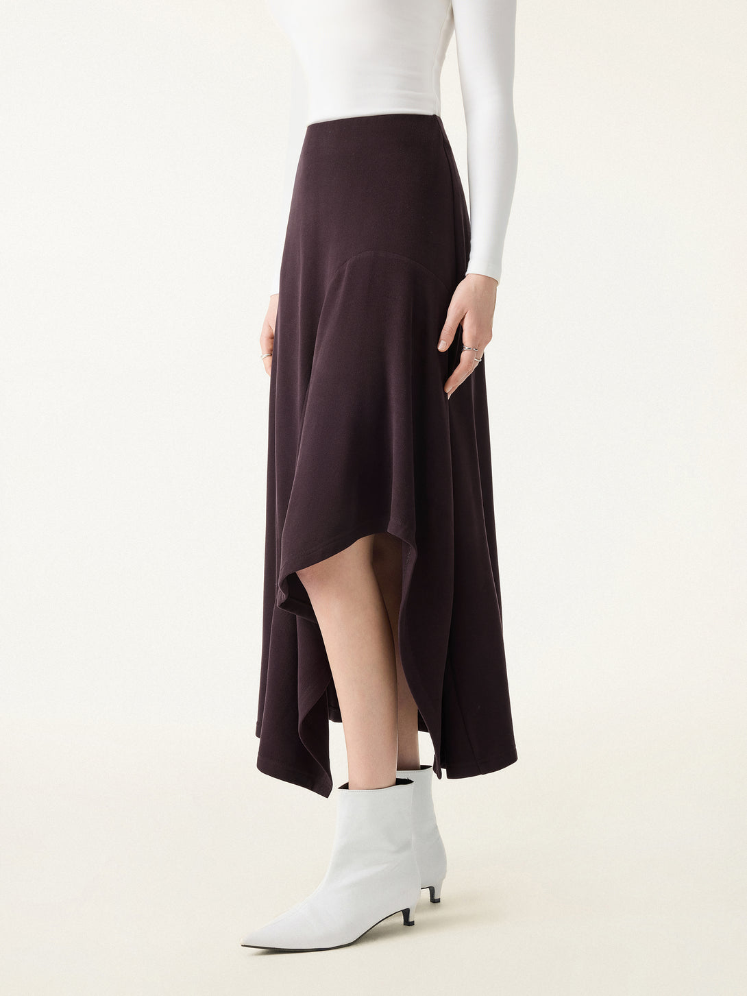 Flowy A-line Asymmetrical Midi Skirt