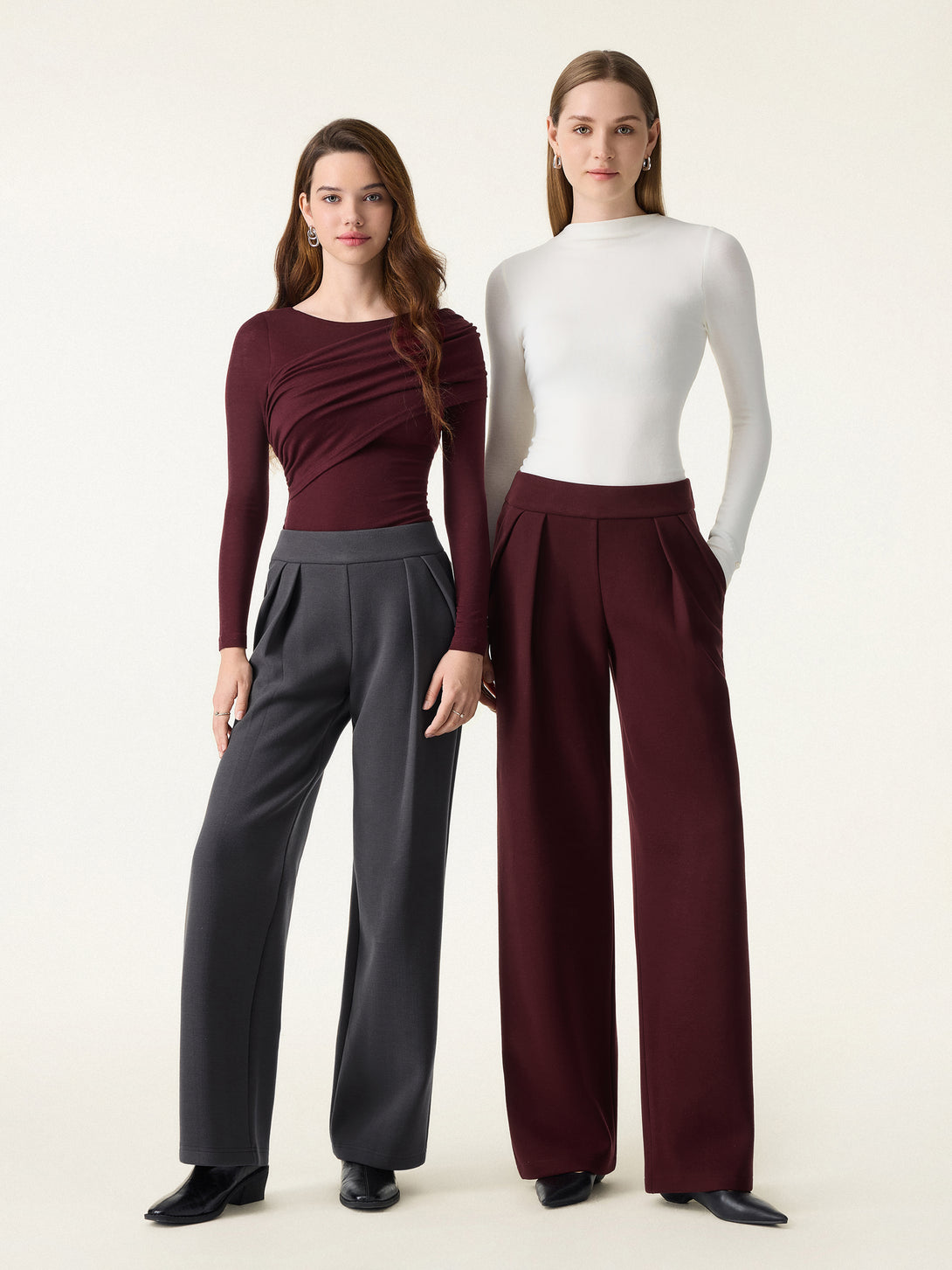 FuzzLuxe Mid Rise Straight Leg Pull-on Pants with Pockets