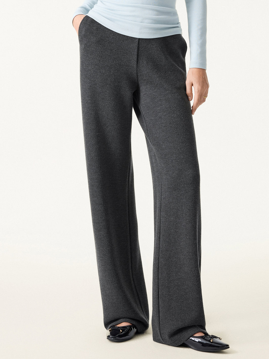 Mid Rise Straight Leg Pull-on Pants with Pockets