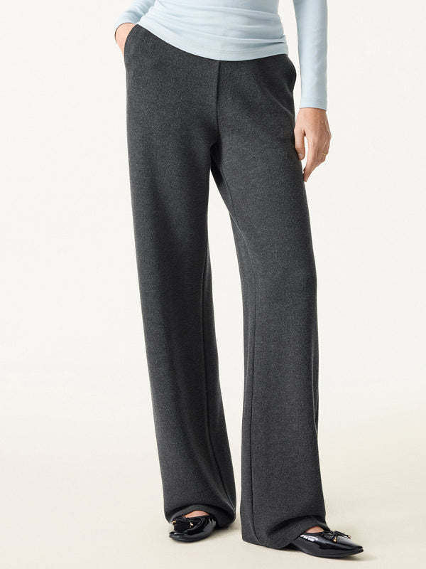 Mid Rise Straight Leg Pull-on Pants with Pockets