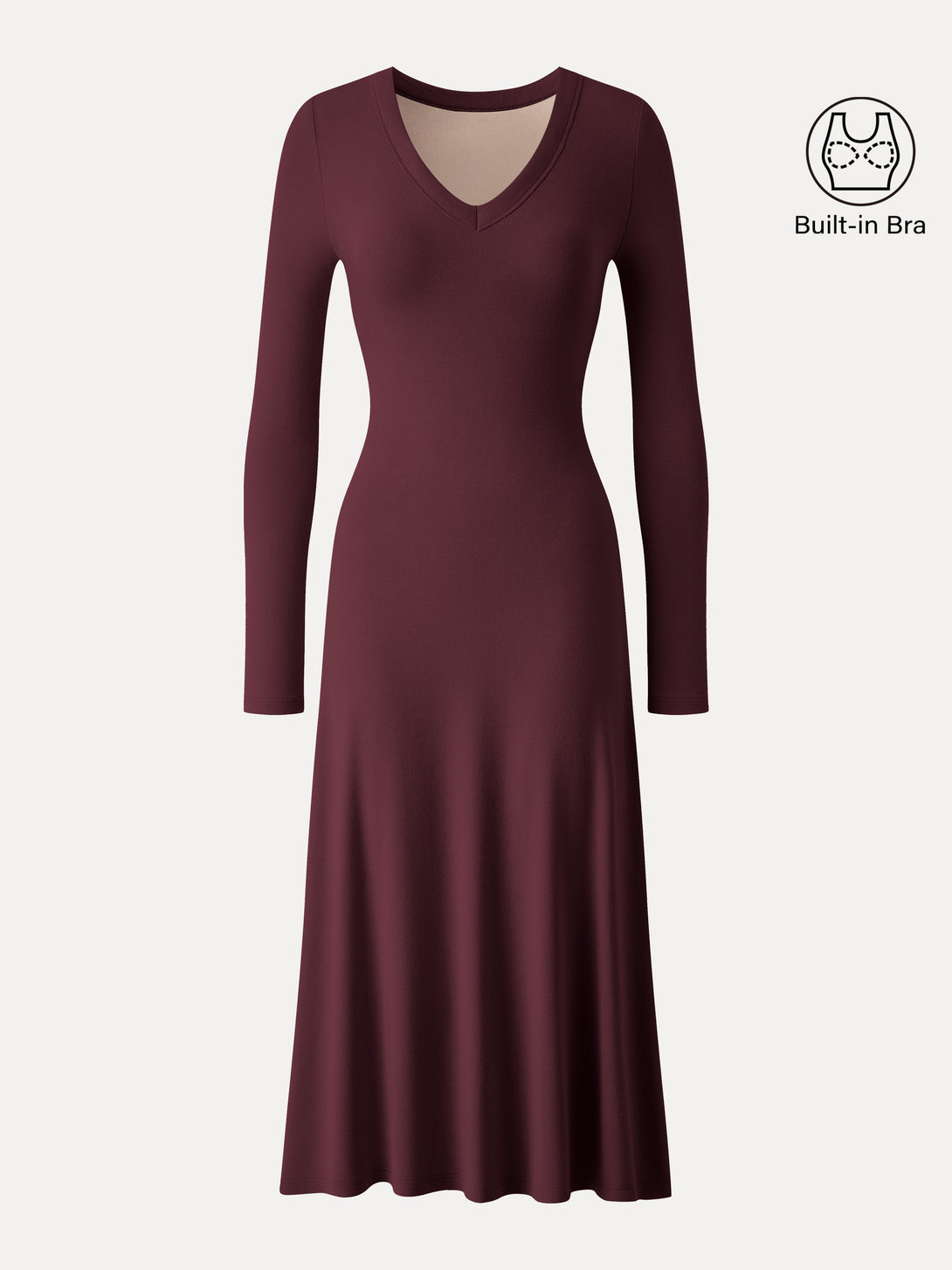 Everyday V-neck Long Sleeve Midi Brami Dress