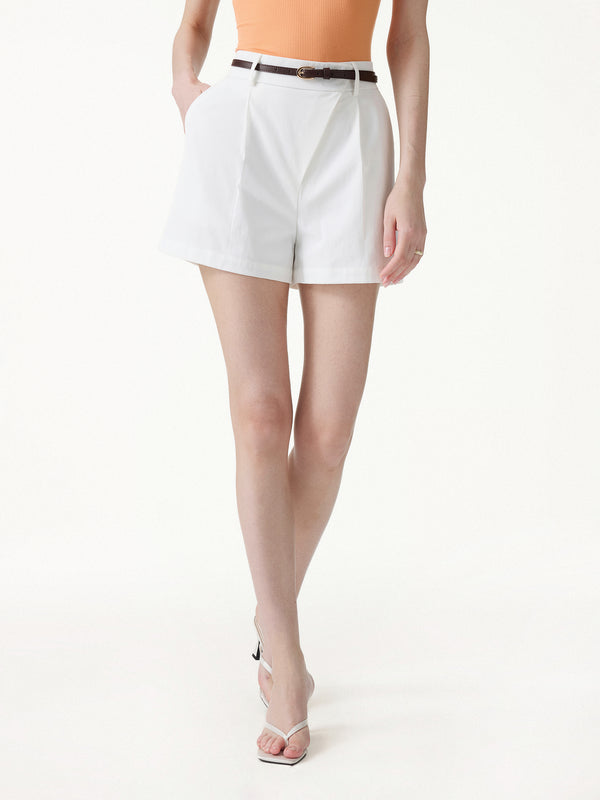 OGLmove Not-See-Thru Linen-Like A-Line Shorts White XS