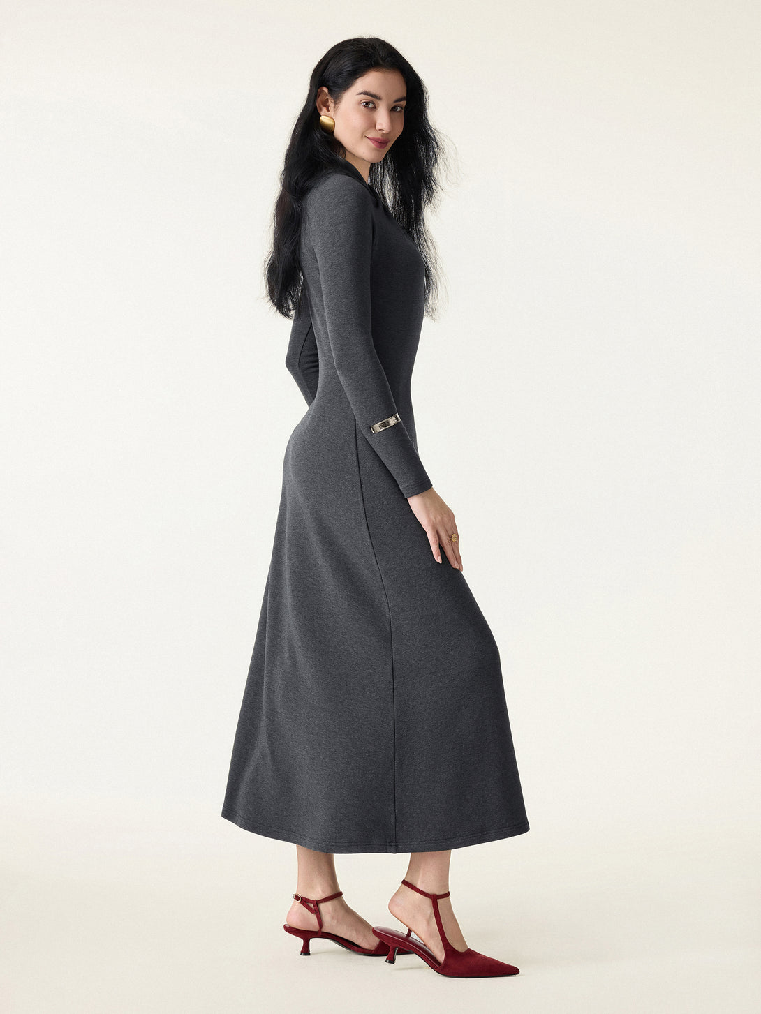 ProWarm Twisted Mockneck Midi Dress